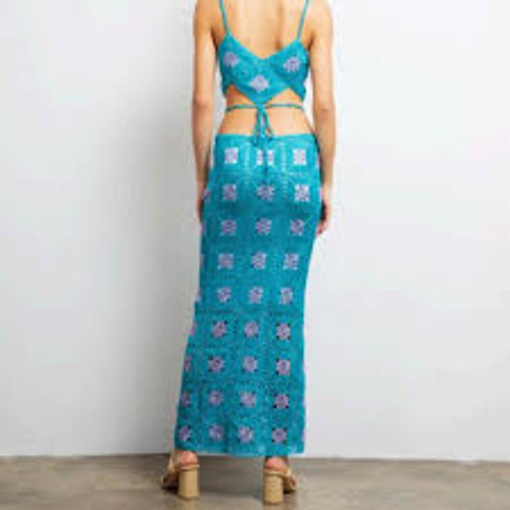 NWT! LisaMaree The 'Right Here Now' 2 Piece Crochet Set In Turquoise Size S - Picture 4 of 15